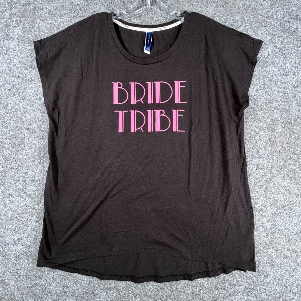 APT.9 Intimates Pajama Top Womens L Black Bride Tribe Spell Out Sleeveless‎